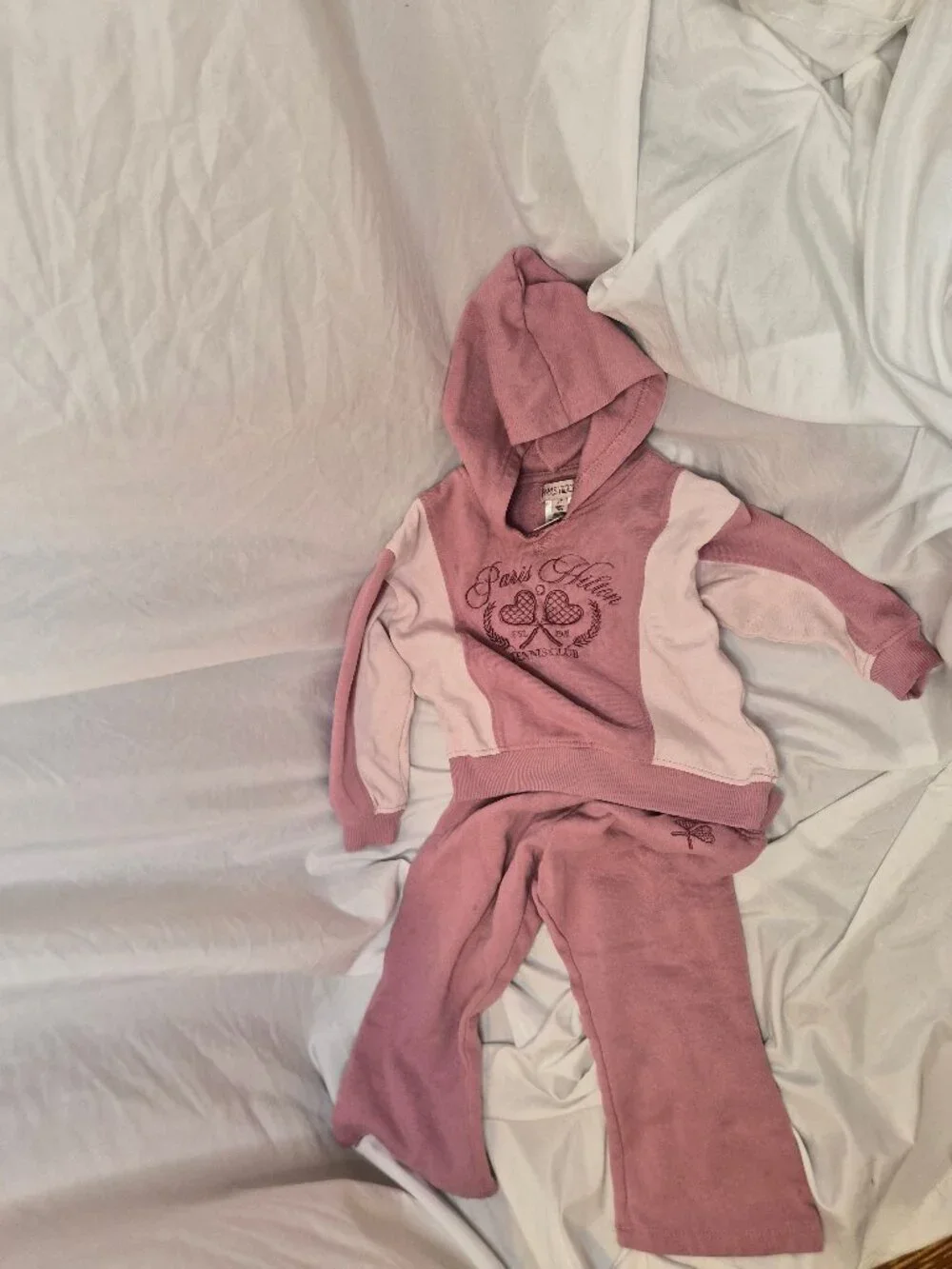 Paris Hilton Tennis Club Pink Colorblock Hoodie & Pants Set Toddler 2T